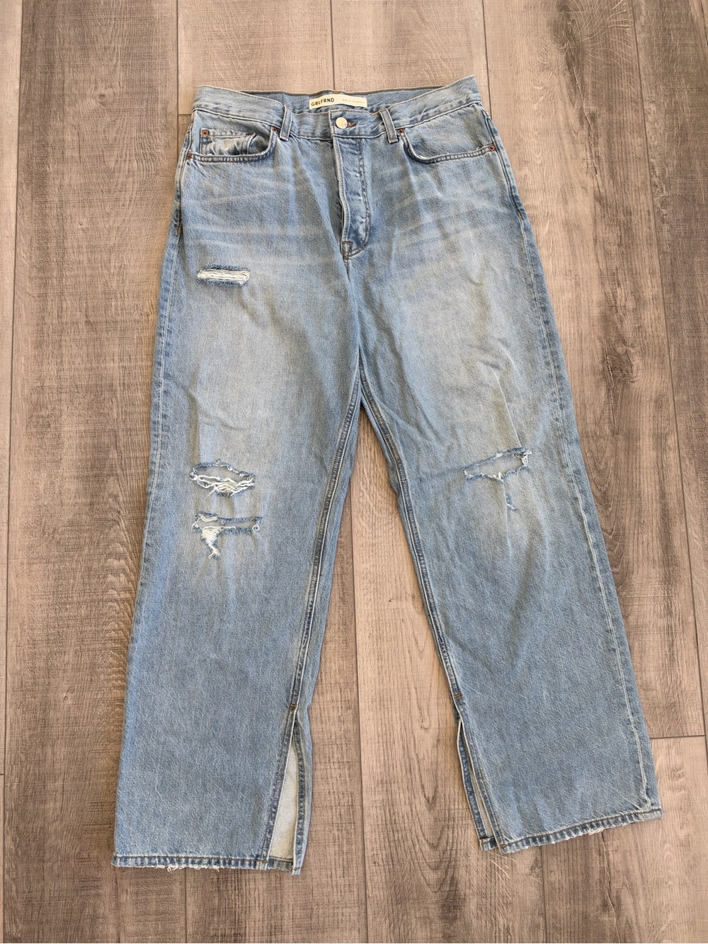 GRLFRND Liya Low Rise Boyfriend Jeans with Slit